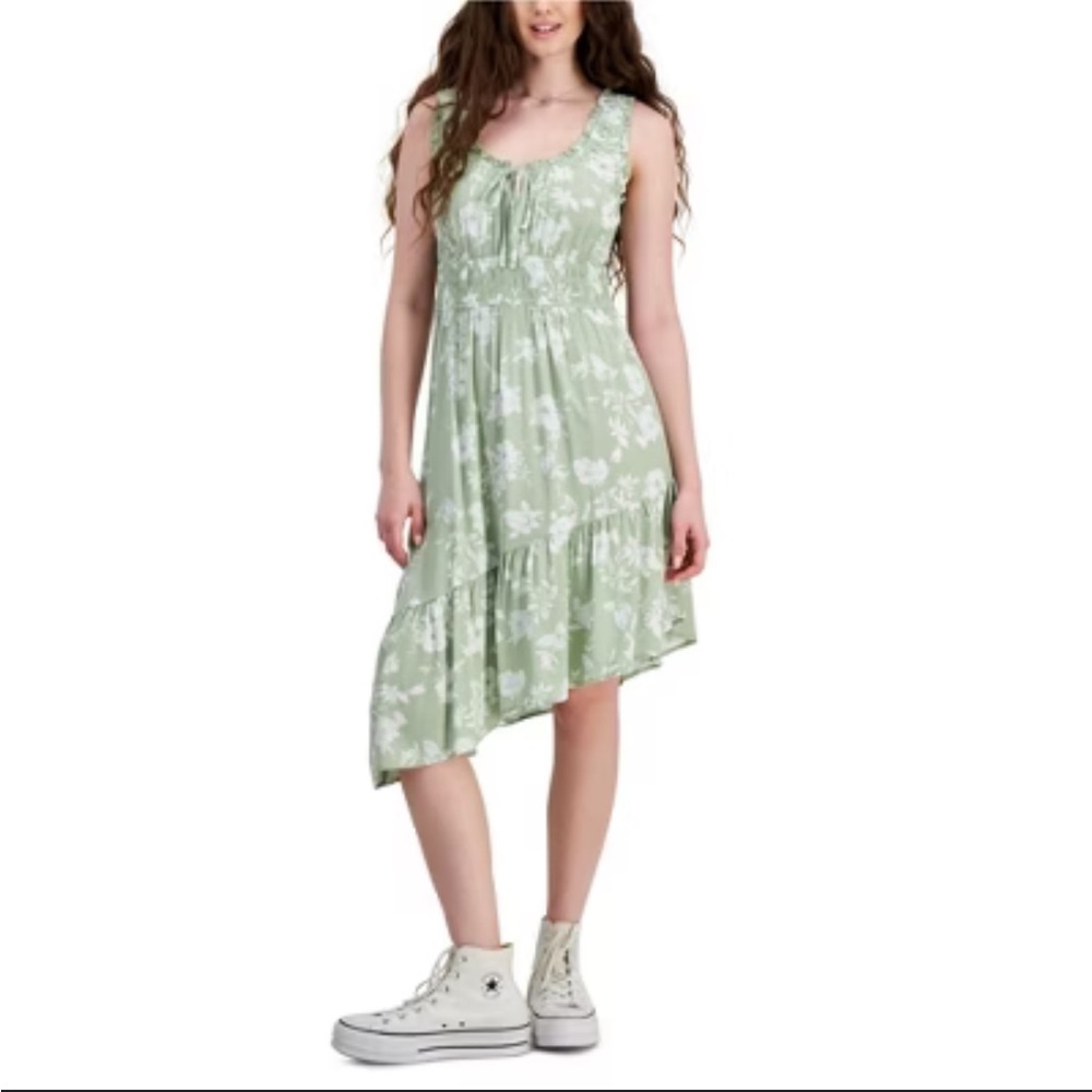 Hippie Rose | Floral print smocked asymmetrical hem tank sundress